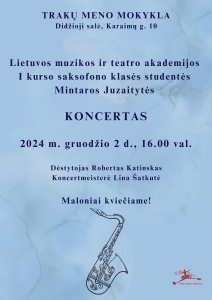 Kviečiame į saksofono muzikos koncertą!